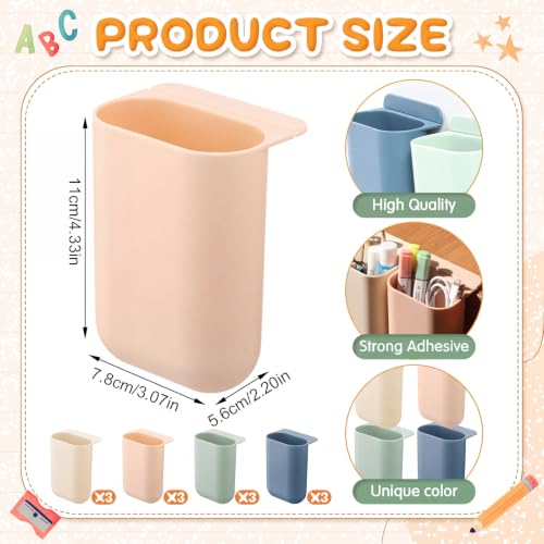 Ctosree 12 Pcs Monitor Pencil Holder Bulk, Strong Adhesive Pencil Holder for Student Sticky Desk Organizer and Accessories Screen Pen Holders Desktop Teacher Supplies for Classroom Desk Side Organizer