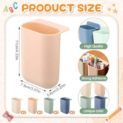 Ctosree 12 Pcs Monitor Pencil Holder Bulk, Strong Adhesive Pencil Holder for Student Sticky Desk Organizer and Accessories Screen Pen Holders Desktop Teacher Supplies for Classroom Desk Side Organizer