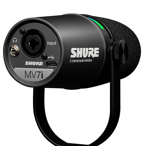 Shure MV7i Smart Microphone – USB-C & XLR Mic for Podcasting, Music & Streaming with Built-in Audio Interface, Auto Level Mode, Advanced DSP, All-Metal Design, Black | USB-C Mic with Built-in Audio Interface, Combo Xlr and ¼ Input, Auto Level Mode, Voice