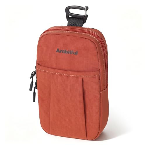 AMBITFUL Compact Sports Camera Bag, Shoulder Strap Storage Case, 3.94 x 1.57 x 7.09 inches, Compatible with Phones, Compact Cameras, Power Banks, Headphones, Black (Hang U1) (Orange) - color: Orange