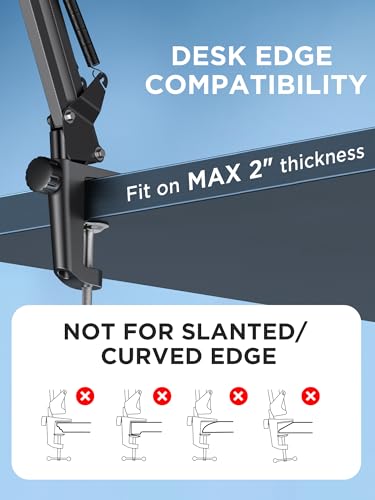 InnoGear Boom Arm Microphone Mic Stand for Blue Yeti HyperX QuadCast SoloCast Snowball Fifine Shure SM7B and Other Mic, Black - color: Black, style: Standard Mic Arm