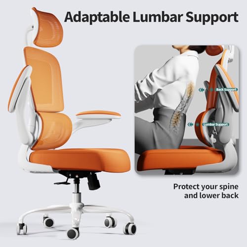 TRALT Office Chair Ergonomic Desk Chair, 330 LBS Home Mesh Office Desk Chairs with Wheels, Comfortable Gaming Chairs (1, Burnt Orange) - color: Burnt Orange