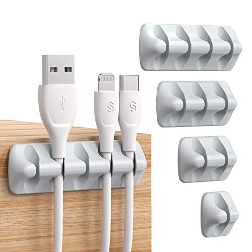 Syncwire Cable Clips, 5 Pack Gray Cord Organizer Cable Management Self Adhesive Cable Holder for Organizing Cable Cords, Ideal for Home, Office, Cubicle, Car, Nightstand, Desk Accessories - color: Gray
