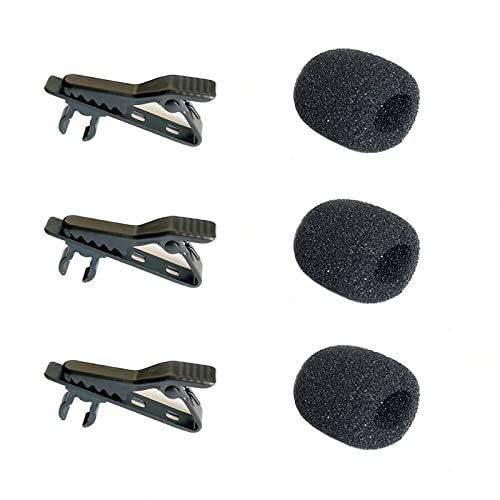 Luwigs 3pcs Lavalier Microphone Metal Tie Clips with 3pcs Lapel Mic Windscreen Foam Covers, Lapel Microphone Replacement Kit, Metal Lapel Mic Clips Sponge Cover Kit (6 Pack, 6mm) | Lapel Microphone Replacement Kit, Metal Lapel Mic Clips Sponge Cover Kit -