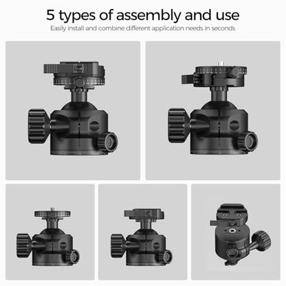 FANAUE Low Profile Camera Tripod Ball Head Mount, 55mm Tripod BallHead with 360° Swivel & 90° Tilt Panoramic Compatible with Arca, (XB-55T)