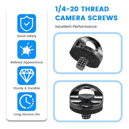 1/4" Camera Neck Strap Screw Holder, SDTC Tech 2 Pack 1/4-20 Thread Camera Screws with Rubber Washer for Quick Install/Release Wrist Strap Sling