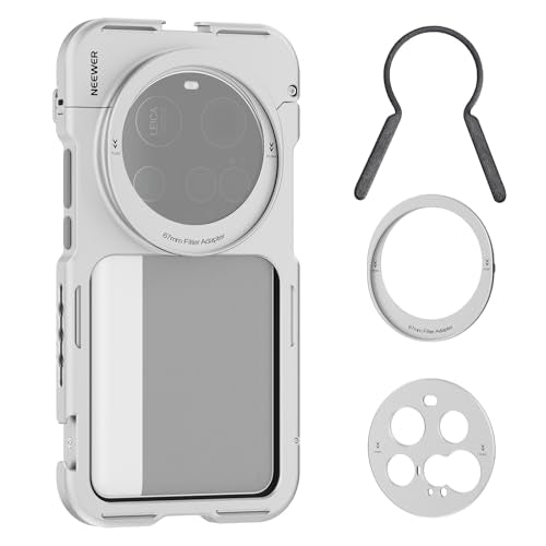 NEEWER 15 Ultra Cage, Quick Release Video Rig Case Phone Stabilizer Holder Compatible with Xiaomi 15 Ultra with 67mm Filter Adapter & 17mm Lens Backplate for Video Recording Filming, PA091 Silver - style: Cage for 15 Ultra/Silver