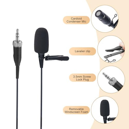 Lavalier Microphone, Cardioid Condenser Clip On Microphone, Lapel Microphone Compatible with Sennheiser Microphone Wireless System, 3.5mm Screw Lock Plug, Ideal for Lectures, Theater, Actors - size: 3.5mm Screw Lock Plug