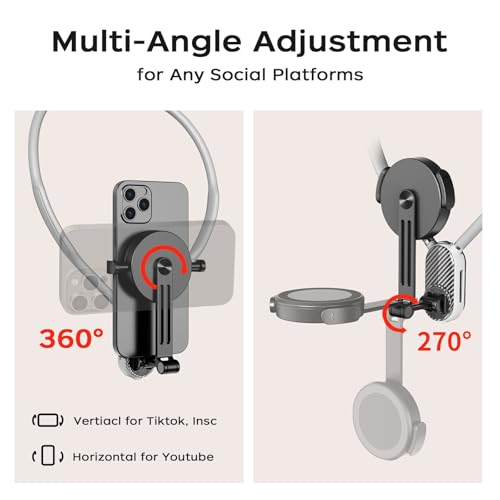 Magnetic Neck Mount for Phones, POV Phone Holder Hand Free Chest Stand Video Recording Vlog for iPhone 17 16 15 14 13 Android Phones