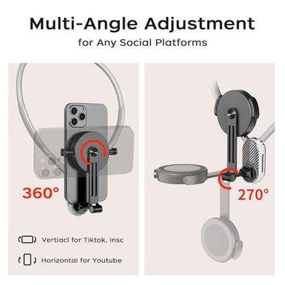 Magnetic Neck Mount for Phones, POV Phone Holder Hand Free Chest Stand Video Recording Vlog for iPhone 17 16 15 14 13 Android Phones