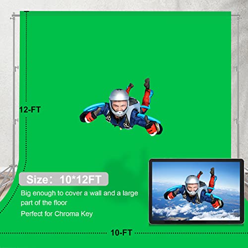 Aimosen 12 X 10 FT Large Green Screen Backdrop for Photography, GreenScreen Background for Zoom Meeting, Polyester Cloth Fabric Curtain, Chromakey Video Photoshoot Studio YouTube Conference Streaming - color: Green