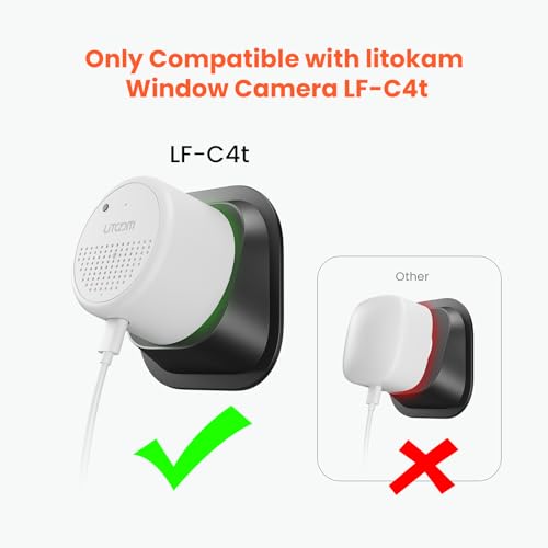 No Drill Window Mount for Litokam Window Camera, Adjustable Angle Tilt(Up/Down/Left/Right), No Screws, No Reflections, Damage-Free Mount for Outdoor Monitoring, Windows/Door Bracket Holder