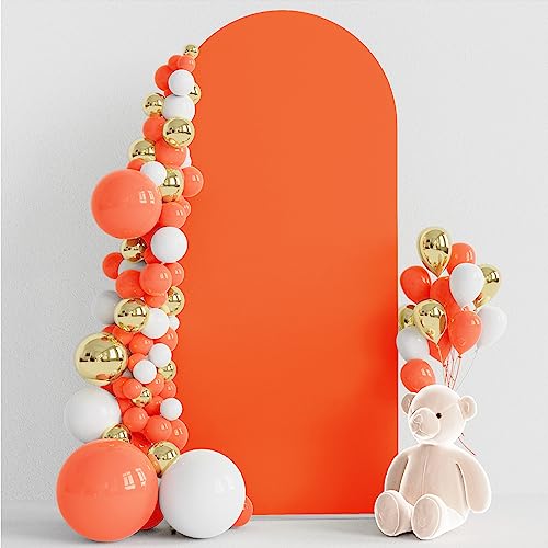 Wokceer 6FT Wedding Arch Backdrop Cover Spandex Fitted Wedding Stand Covers Round Top Chiara Arch Backdrop Cover for Birthday Party Ceremony Banquet Decoration OrangeRed - color: Orangered, size: 6 FT