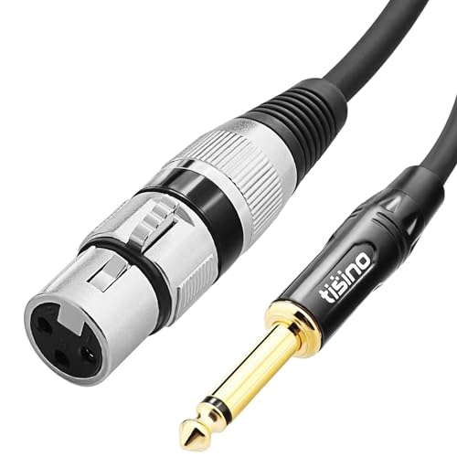 Tisino Female XLR to 1/4 (6.35mm) TS Mono Jack Unbalanced Microphone Cable Mic Cord for Dynamic Microphone - 6.6 FT/2 Meters - size: 6.6 feet