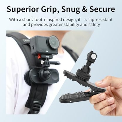 VRIG Backpack Strap Mount for Action Camera, 360 Ball Joint Backpack Shoulder Clamp Mount for Go Pro Hero 13 12 11 10 9 Black, DJI Osmo Action 6/5 Pro/ 4/3 (AC-89 Ball-Head) - size: AC-89 Ball-head