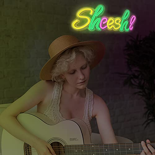 Lumoonosity Sheesh Neon Sign - Meme Sheesh Led Neon Lights for Gamers/Streamers/Influencers - Cool Sheesh Led Signs with On/Off Switch for Wall, Bedroom, Game Room Decor - 18.5 x 7.1-Inch - style: SHEESH