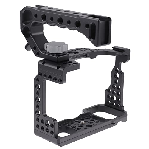 Hersmay A7III Cage with Top Handle, A9 Camera Cage for Sony A7III / A7RIII /A9 /A7II Mirrorless Camera, Multiple 1/4" 3/8" Screw Holes for Vlogging Video Shooting Filmmaking Rig - size: For Sony A7III/A7RIII/A9/A7II