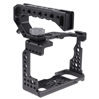 Hersmay A7III Cage with Top Handle, A9 Camera Cage for Sony A7III / A7RIII /A9 /A7II Mirrorless Camera, Multiple 1/4" 3/8" Screw Holes for Vlogging Video Shooting Filmmaking Rig - size: For Sony A7III/A7RIII/A9/A7II