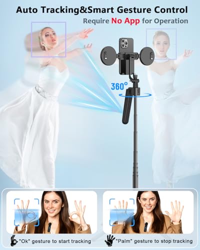 Vlogging Kit for iPhone/Android, 63”Auto Face Tracking Tripod for iPhone with Light, Wireless Microphones, Scrolling Remote Control for TikTok, Content Creator Kit for YouTube Starter - size: 63 inches
