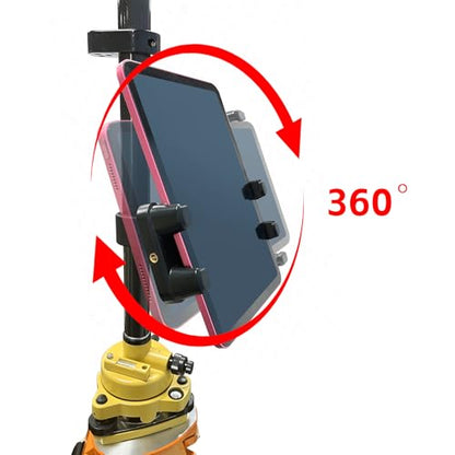 Universal Clamp-On Tablet & Phone Mount Holder for Surveying Pole Tripod, Boat Rail, Bike Handlebar, Treadmill & Microphone Stand, for iPad Pro, iPhone & More (Clamp on Holder with 1/4-5/8 Adapter)