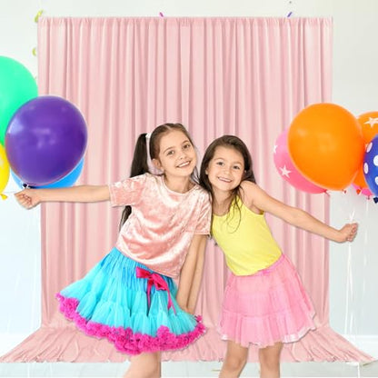 10ft x 7ft Light Pink Backdrop Curtains for Parties, Fabric Satin Background Curtain with Rod Pockets for Weddings, Birthday, Baby Shower, Photography, Graduation Party Backdrop Drapes, 2 Panels - color: Light Pink