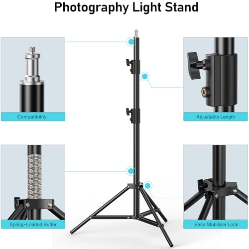 Photography Light Stand, 110"/9.2ft/280cm Portable Reverse Folding Tripod with Travel Bag Aluminum Heavy Duty for Camera,Video,Softboxes,Umbrell,Wedding Outdoor Video Shooting （2 Pack） - color: Black-2 Pack