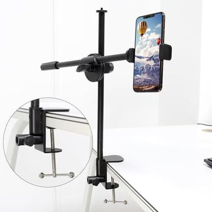 2-IN-1 Large Table Mount Clamp Metal Desk Mic Clamp Holder for Microphone Suspension Boom Scissor Arm Bracket (1)