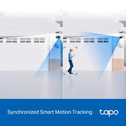 Tapo 2K Indoor/Outdoor Dual Lens Pan/Tilt Wired Security Camera - 125° Wide-Angle View + 6mm Zoom, Motion Track, Person/Vehicle Detection, Local Storage or Optional Cloud, C246D - size: 1-Pack, style: 2K Dual-Lens Pan/Tilt