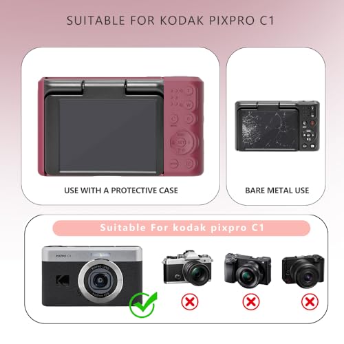 Silicone Case for kodak pixpro C1 Digital Camera with 2PCS Screen Protector and Lanyard - (red) - color: Red