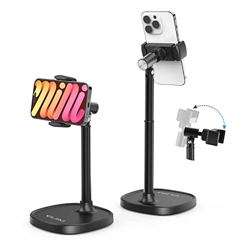 ULANZI Cell Phone Stand Mount for Desk, Vijim HP004 Adjustable Height & Angle Phone Holder, 360 Degree Rotating Desktop Phone Stand Compatible with iPhone, Samsung and All Phones - color: BLACK