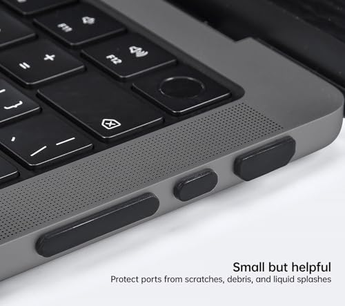 CaseBuy MacBook Pro Accessories, 14 Pack Dust Plug Covers for 2026-2021 MacBook Pro 14/16 inch M5 M4 M3 M2 M1 Pro/Max, Dust Plug for HDMI, Thunderbolt, SDXC, Magsafe, Headphone & 2PCS Webcam Cover - size: 14 Pack