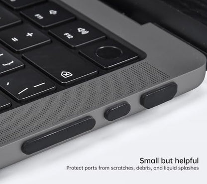 CaseBuy MacBook Pro Accessories, 14 Pack Dust Plug Covers for 2026-2021 MacBook Pro 14/16 inch M5 M4 M3 M2 M1 Pro/Max, Dust Plug for HDMI, Thunderbolt, SDXC, Magsafe, Headphone & 2PCS Webcam Cover - size: 14 Pack