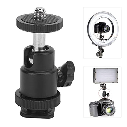 Mini Ball Head 360 Degree Panoramic Tripod Head with 1/4' Screw & Cold Shoe, All Metal Camera Mount Adapter for DSLR, Monopod, Light Holder, Action Cam, Smartphone