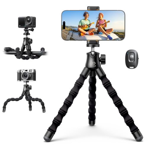 Lamicall Tripod for iPhone - [Ultra-Stable] Phone Tripod with Wireless Remote, Mini Flexible Phone Stand for Recording with 1/4'' Screw and Cold Shoe for iPhone Gopro Camera Pocket 3/4 fit Vlog Travel - style: Standard