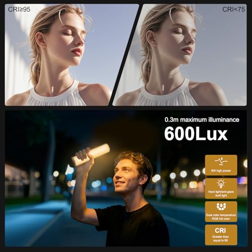 6.7" RGB Video Light Wand, Magnetic Handheld Tube Light Stick 2500K-9000K CCT & 20 Scene Modes with 2000mAh Battery, 95+ CRI, 120° Beam Angle for Photography YouTube TikTok Vlog - size: 6.7 inch