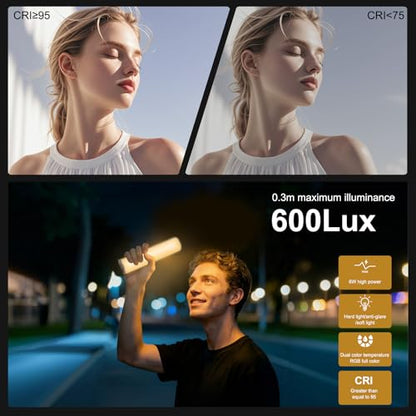 6.7" RGB Video Light Wand, Magnetic Handheld Tube Light Stick 2500K-9000K CCT & 20 Scene Modes with 2000mAh Battery, 95+ CRI, 120° Beam Angle for Photography YouTube TikTok Vlog - size: 6.7 inch