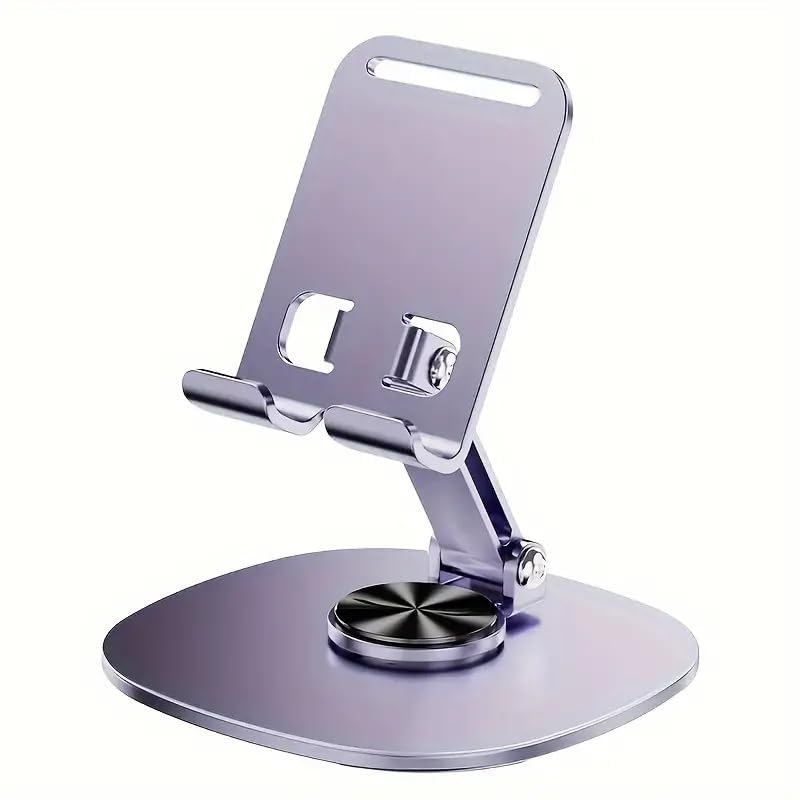 Adjustable Phone Stand for Desk 360 Rotating Foldable Cell Phone Holder Desktop Portable Cellphone Stand, Office Desk Accessories Compatible for iPhone 16 15 14 13 Pro Max, Smartphones, iPad (Purple)