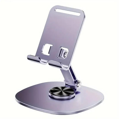 Adjustable Phone Stand for Desk 360 Rotating Foldable Cell Phone Holder Desktop Portable Cellphone Stand, Office Desk Accessories Compatible for iPhone 16 15 14 13 Pro Max, Smartphones, iPad (Purple)