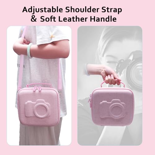 XANAD Hard Camera Case Bag Compatible with Canon EOS Rebel T7/ T100/ R50/ R50 V/RP/ R8/ R6 Mark II/ R7/ R10 DSLR Mirrorless Cameras, for Canon Sony Kodak Panasonic Nikon DSLR Mirrorless Camera, Pink - color: Pink