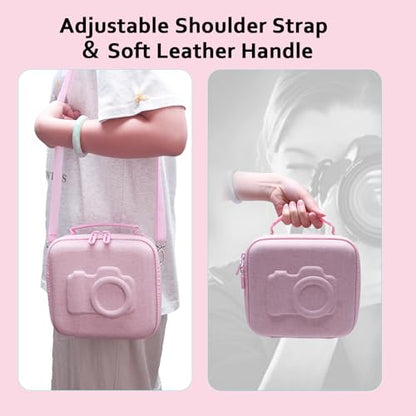 XANAD Hard Camera Case Bag Compatible with Canon EOS Rebel T7/ T100/ R50/ R50 V/RP/ R8/ R6 Mark II/ R7/ R10 DSLR Mirrorless Cameras, for Canon Sony Kodak Panasonic Nikon DSLR Mirrorless Camera, Pink - color: Pink