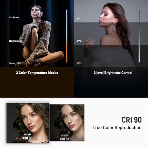NEEWER Basics 10W Selfie Light with Tripod Stand, 1200mAh LED Square Ring Lighting, 72" Selfie Stick Phone Holder Compatible with iPhone, CRI90 3 Modes Remote for Travel Vlog Video Recording, NL100B