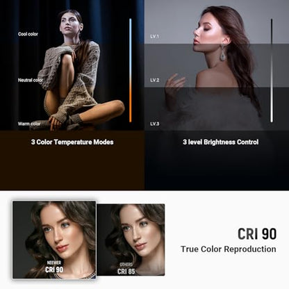 NEEWER Basics 10W Selfie Light with Tripod Stand, 1200mAh LED Square Ring Lighting, 72" Selfie Stick Phone Holder Compatible with iPhone, CRI90 3 Modes Remote for Travel Vlog Video Recording, NL100B