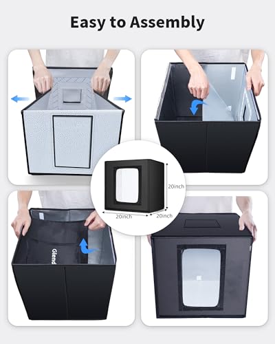 Glendan Light Box Photography: 20x20 inch Photo Studio Light Box with 240 LED Dimmable LED Lights - Folding Photo Box with 12 Color Backdrops for Jewelry Food Electronics Product Photography - size: 20*20 inch