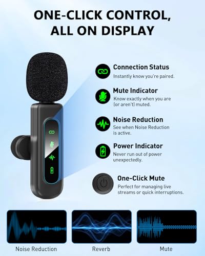 Wireless Lavalier Microphones, Wireless Microphone for Video Recording, Interview, Podcast