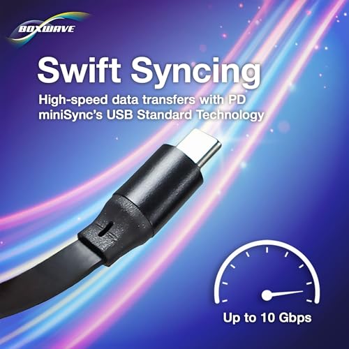 BoxWave Cable Compatible with Mileseey P200 Infrared Thermal Imaging Camera - PD miniSync (240W), Retractable PD 240W Portable USB Type-C Cable - Jet Black