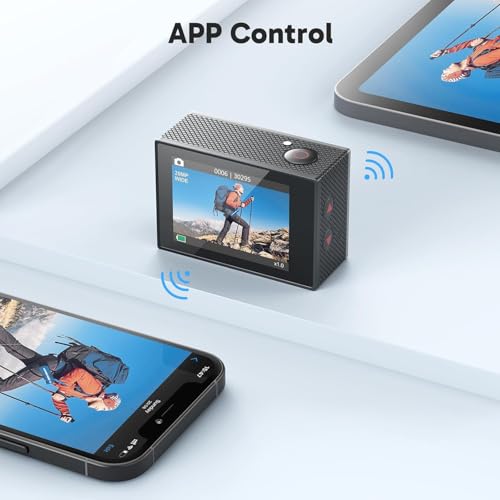 AKASO EK7000 4K30FPS 20MP WiFi Action Camera with EIS Ultra HD 131FT Waterproof Underwater Camera Remote Control 4X Zoom Support External Microphone - color: Silver