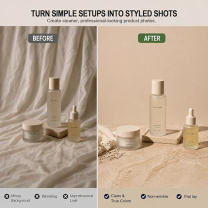 Product Photography Backdrops Kit, 16.5 x 11.7 inch, 22 Designs | 11 Double-Sided Photo Backdrops with 4 shadow props for food photography, jewelry, handmade products and UGC content.