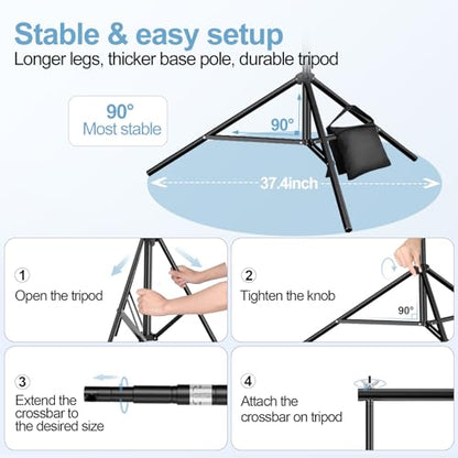 EMART 10x10FT Backdrop Stand, Photo Studio Back Drop Adjustable Stand with 6 Backdrop Clamps,2 Sandbags and Carry Bag,Heavy Duty Background Support System Kit for Photography,Parties,Wedding,Video - size: 10x10ft