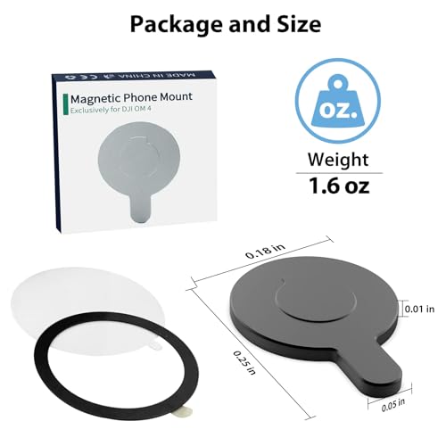 OM Magnetic Phone Mount for DJI Osmo Mobile 8P/8/7P/OM 7/OM 6/SE/OM 5/OM 4 SE/OM 4 Magsafe Quick-Release Adapter Magnet Clamp Clip, Mounting for Video Photo Shooting Phone DJI Gimbal Accessories - color: Black