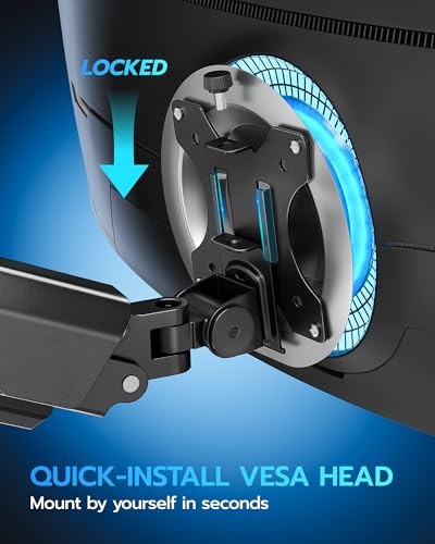 ARES WING Heavy Duty Single Monitor Arm - Fully Adjustable Monitor Mount for 17"-40" Ultrawide Screens up to 26.4 lbs with Clamp/Grommet Desk Mount and USB A/C, 75/100 Vesa Mount, Black - color: Black, style: With USB